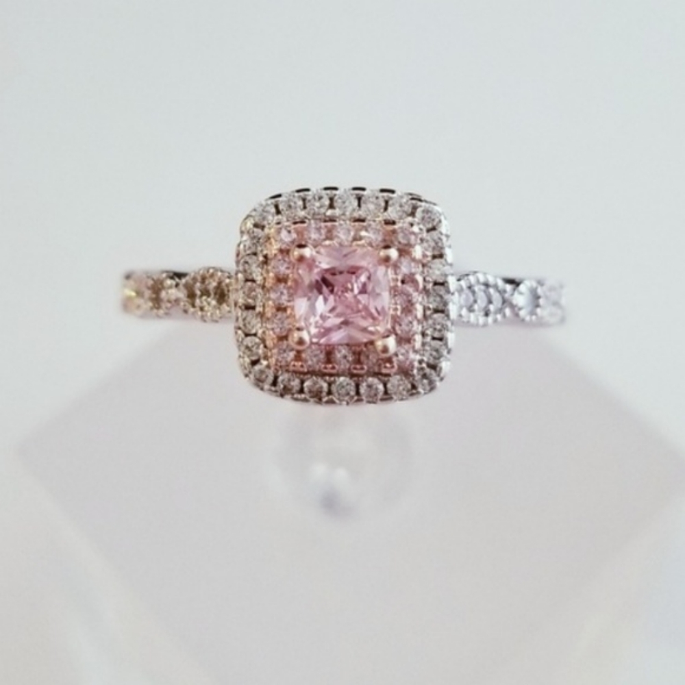 Sterling Pink Princess Cut Solitaire